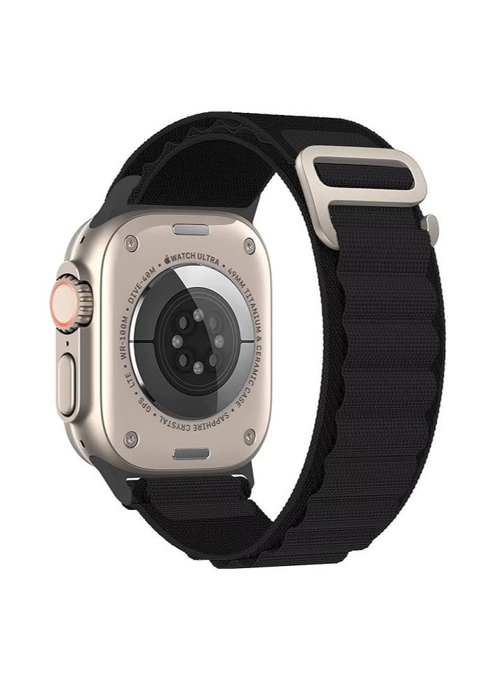 Generic Luokui Alpineآ Loop Nylon Compatible with Apple Watch Ultra Bands,Women Men,Two Textile Layers Woven Loop Titanium G-Hook Sport Straps for Iwatch Series 8/7/6/5/4/3/2/1/SE,Black,42/44/45/49mm  - Image 1