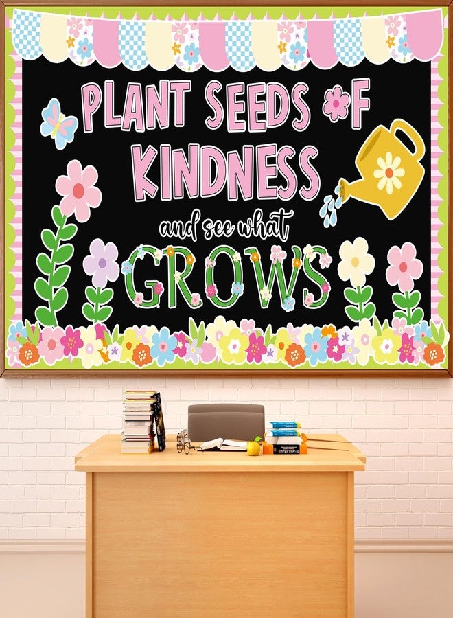 Naozinebi Spring Floral Bulletin Board Set Plant Kindness Colorful Flower Paper Cutouts Motivational Plants Classroom Decoration for Summer Wall Door Decor Kindergarten Back to School Supply - Image 1