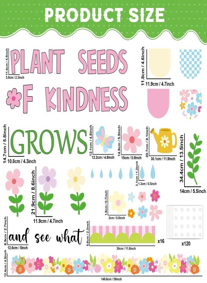 Naozinebi Spring Floral Bulletin Board Set Plant Kindness Colorful Flower Paper Cutouts Motivational Plants Classroom Decoration for Summer Wall Door Decor Kindergarten Back to School Supply - Image 2