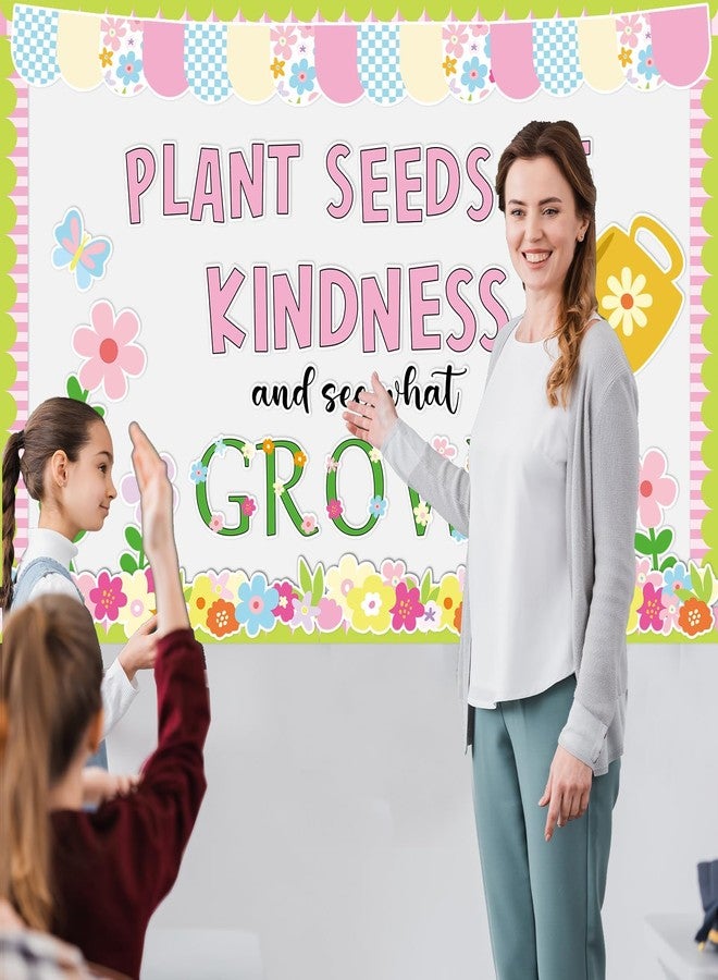 Naozinebi Spring Floral Bulletin Board Set Plant Kindness Colorful Flower Paper Cutouts Motivational Plants Classroom Decoration for Summer Wall Door Decor Kindergarten Back to School Supply - Image 4