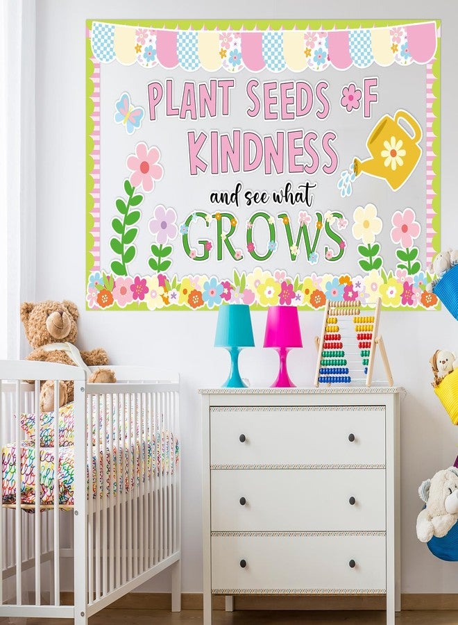 Naozinebi Spring Floral Bulletin Board Set Plant Kindness Colorful Flower Paper Cutouts Motivational Plants Classroom Decoration for Summer Wall Door Decor Kindergarten Back to School Supply - Image 5