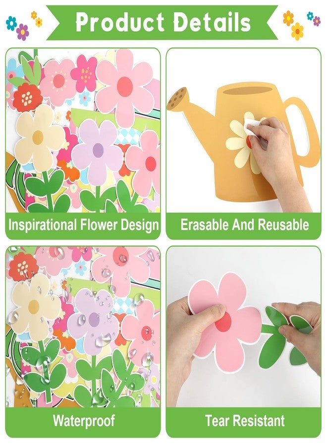 Naozinebi Spring Floral Bulletin Board Set Plant Kindness Colorful Flower Paper Cutouts Motivational Plants Classroom Decoration for Summer Wall Door Decor Kindergarten Back to School Supply - Image 3