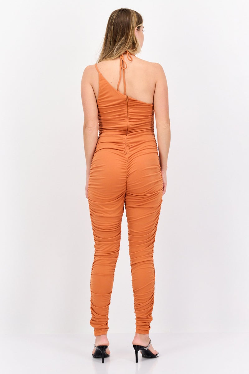 Simmi London Women Ruched Sleeveless Jumpsuit, Brown  - Image 4