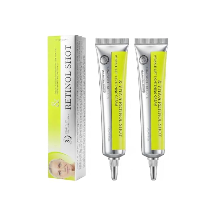 Vita-A Retinol Shot Wrinkle-Lift Tightening Cream, High-Strength Retinoid for Anti-Aging, Anti Wrinkle Cream - Natural Pore Minimizer, Wrinkles & Fine Lines for All Skin (2 Bottle)