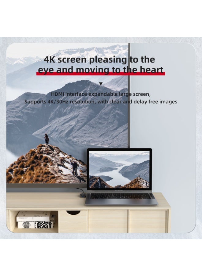 Black Transparent Type C 3 in 1 Dock Supports HDMI Screen Mirroring PD Charging USB 3.0 Transfer Compatible with Phones Tablets iPads - Image 5