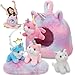 LaRandom 6 Pcs Unicorn Cat Stuffed Animal Set 4 Small Cute Baby Rainbow Plushies with Carry Nest and Soft Cloud Pillow Gifts for Girls Kids Christmas Birthday Stuffings Decoration Party Favors - Image 2