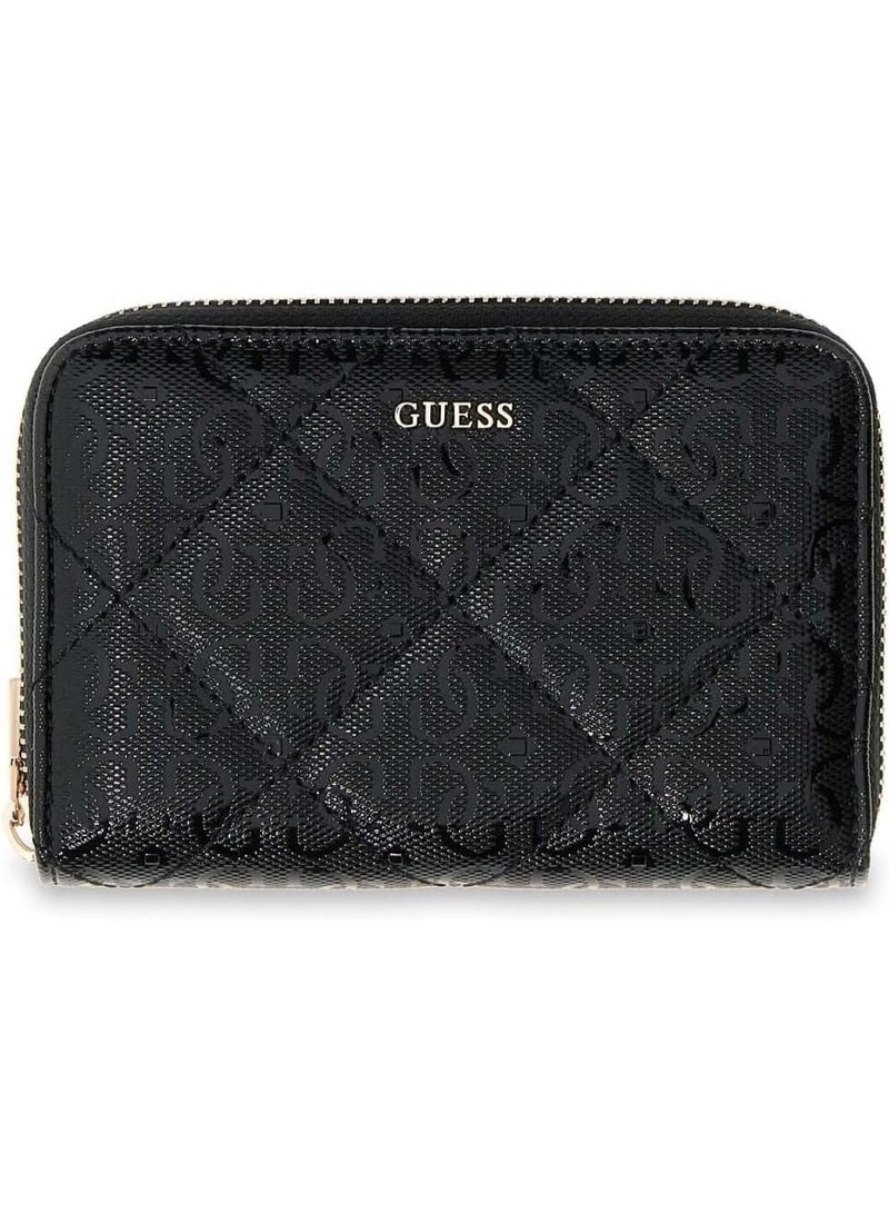 جس محفظة Guess النسائية Libby متوسطة الحجم بسحاب دائري، لون أسود - Image 1