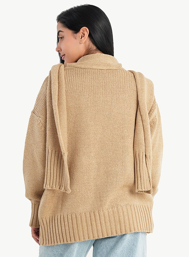 Carina Knitted Cardigan with Scarf - Image 3