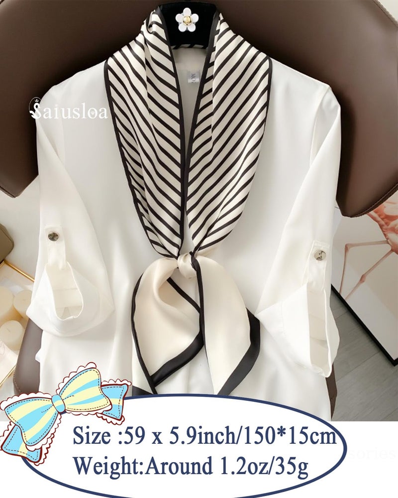 Saiusloa Purse Scarf For Handbags Head Scarves For Women's Hair Bags Scarfs Long Skinny Scarves Fashion Silky For Headbands Accessories 5.9 x 59inch-A22 - Image 4