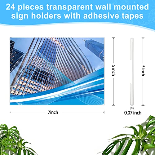 Maitys 24 Pack Acrylic Wall Mounted Sign Holder Vertical Plastic Clear Frames No Drilling Wall Mounted Sign Holder with Adhesive Tape for Displaying Document Flyer PosterHorizontal Style5 x 7 Inch - Image 3
