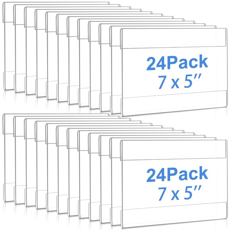 Maitys 24 Pack Acrylic Wall Mounted Sign Holder Vertical Plastic Clear Frames No Drilling Wall Mounted Sign Holder with Adhesive Tape for Displaying Document Flyer PosterHorizontal Style5 x 7 Inch - Image 2
