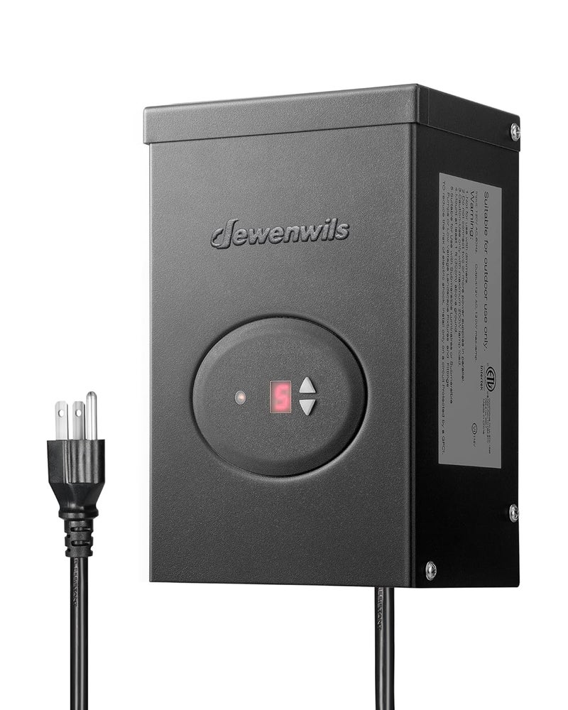 DEWENWILS 200W Low Voltage Landscape Transformer, Outdoor Weatherproof Transformer with Timer and Photocell Sensor, 120V AC to 12V AC for Landscape Lighting, LED Path Lights, Spotlights,ETL Listed - Image 1
