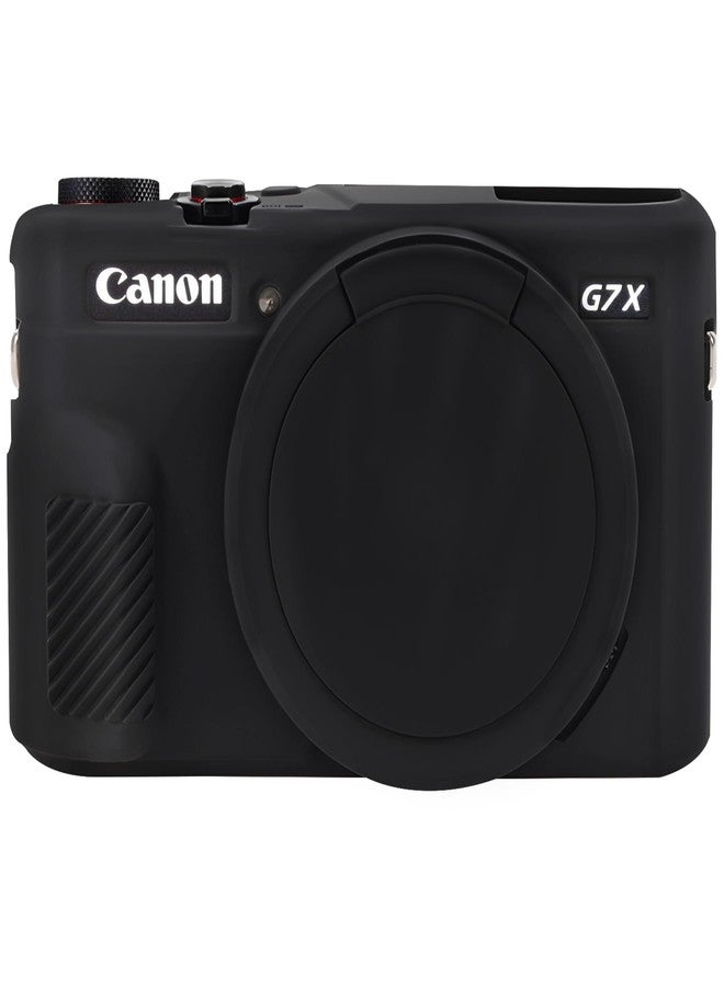 BOVKE Case for Canon Powershot G7 X Mark II Digital Camera, Soft Silicone Protective Cover with Removable Lens Cover for Canon Powershot G7X Mark II Camera, Black - Image 1
