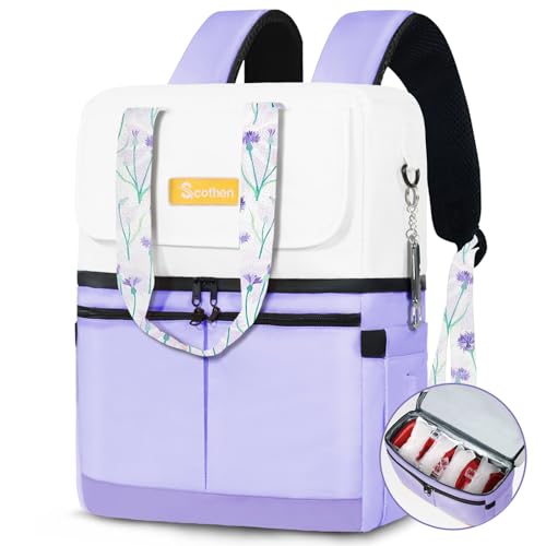 Scothen Backpack Cooler with Double Decker&12 Ice Packs-Keeps 36 Cans Cold for Up to 8h-Waterproof&Leakproof Insulated Beach Cooler Backpack-Ice Chest Backpack Small Cooler Bag for Women Picnic Travel - Image 1