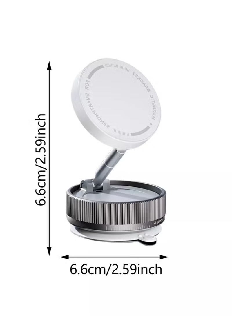 TIGER Vacuum Magnetic Phone Holder Stand – 360° Adjustable Foldable Suction Mount with 5 Nano Gel Pads – Magnetic Phone Mount Compatible with iPhone, Samsung, Android – Car Dashboard, Desk, Kitchen & Office Stand – Strong Grip, Compact & White Design - Image 3
