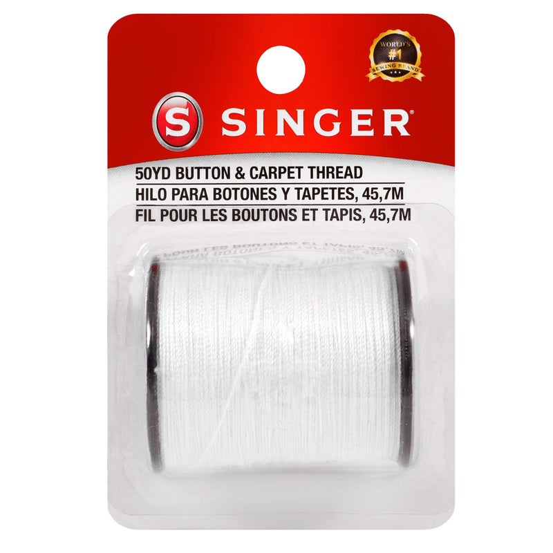 Singer 67100 Button & Carpet Sewing Thread, 50-Yards, White, 3.80 x 1.50 x 2.50 - Image 1
