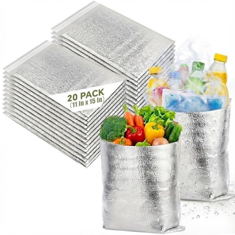 Smilco Reusable Insulation Bags Thermal Box Liners Metalized Box Liners Lunch Food Shopping Bag Insulated Lining Waterproof Insulation Package (20 Pack/ 11 In x 15 In) - Image 1