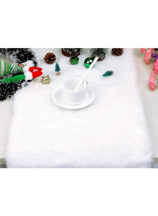 OurWarm Luxury Christmas Table Runner Snowy White Faux Fur Table Runner for Christmas Table Decorations 15 x 72 Inch - Image 4