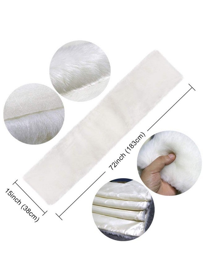 OurWarm Luxury Christmas Table Runner Snowy White Faux Fur Table Runner for Christmas Table Decorations 15 x 72 Inch - Image 2