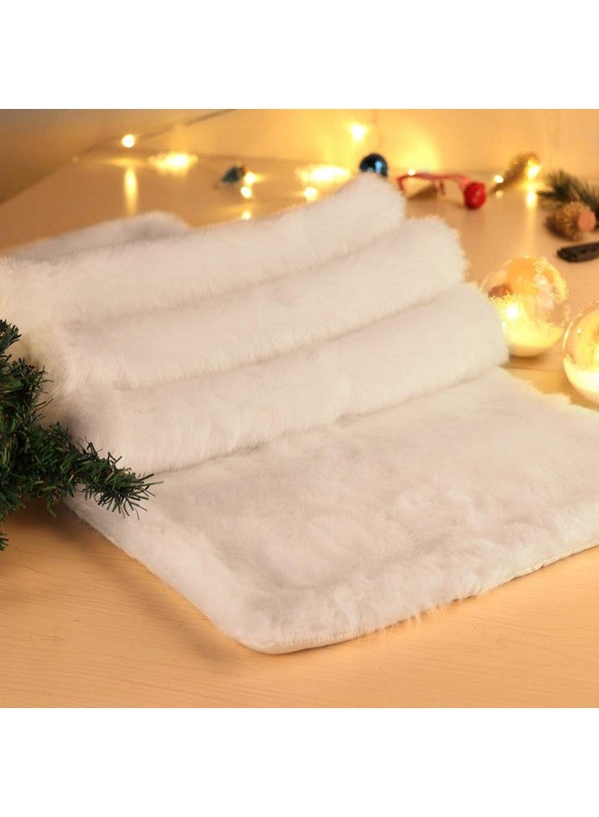 OurWarm Luxury Christmas Table Runner Snowy White Faux Fur Table Runner for Christmas Table Decorations 15 x 72 Inch - Image 3