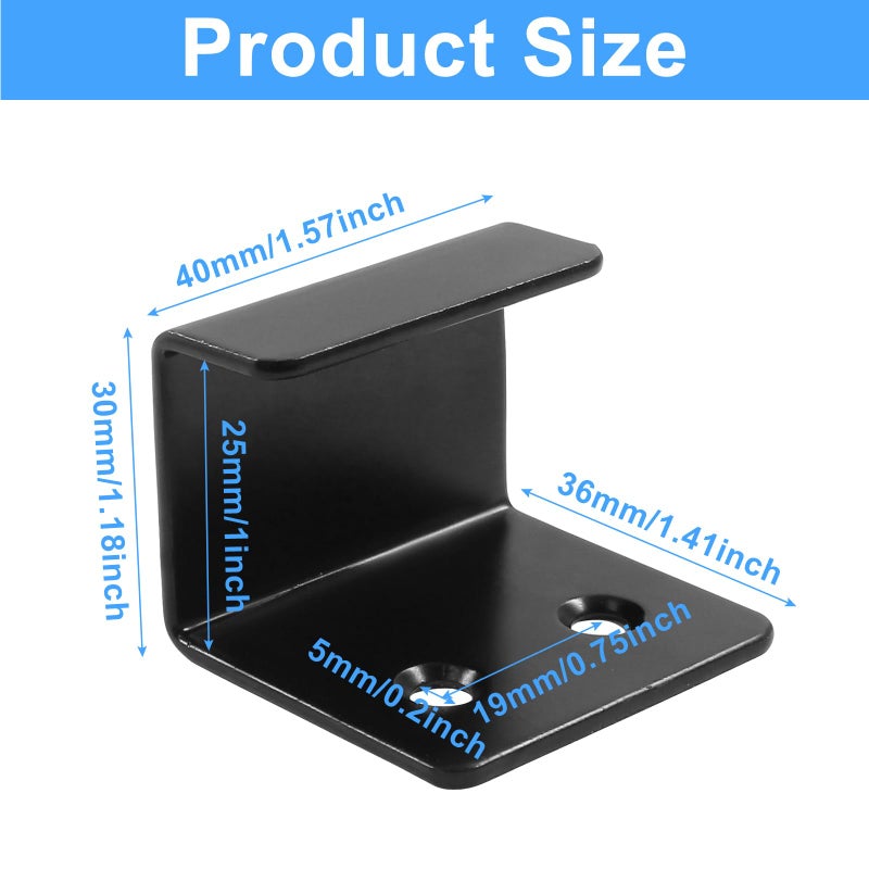Moicstiy 6 Pack Wall Hanger Fastener, Stainless Steel Wall Mount Brackets Hook with 25 mm Inner Width Heavy Duty Tile Hangers for Ceramic Display (Black) - Image 3