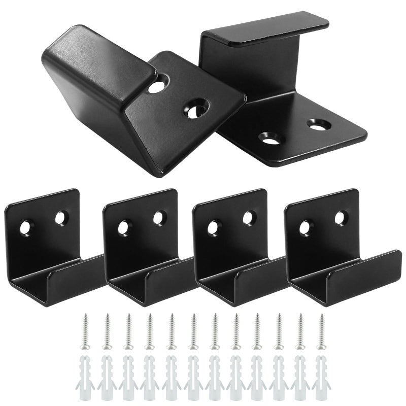 Moicstiy 6 Pack Wall Hanger Fastener, Stainless Steel Wall Mount Brackets Hook with 25 mm Inner Width Heavy Duty Tile Hangers for Ceramic Display (Black) - Image 1