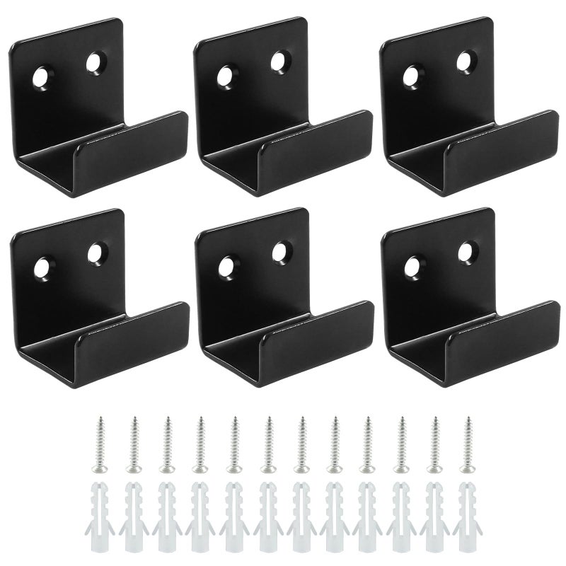 Moicstiy 6 Pack Wall Hanger Fastener, Stainless Steel Wall Mount Brackets Hook with 25 mm Inner Width Heavy Duty Tile Hangers for Ceramic Display (Black) - Image 5