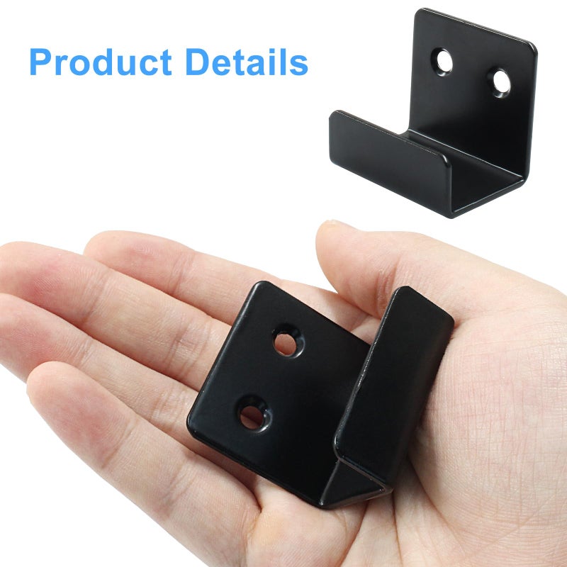 Moicstiy 6 Pack Wall Hanger Fastener, Stainless Steel Wall Mount Brackets Hook with 25 mm Inner Width Heavy Duty Tile Hangers for Ceramic Display (Black) - Image 2