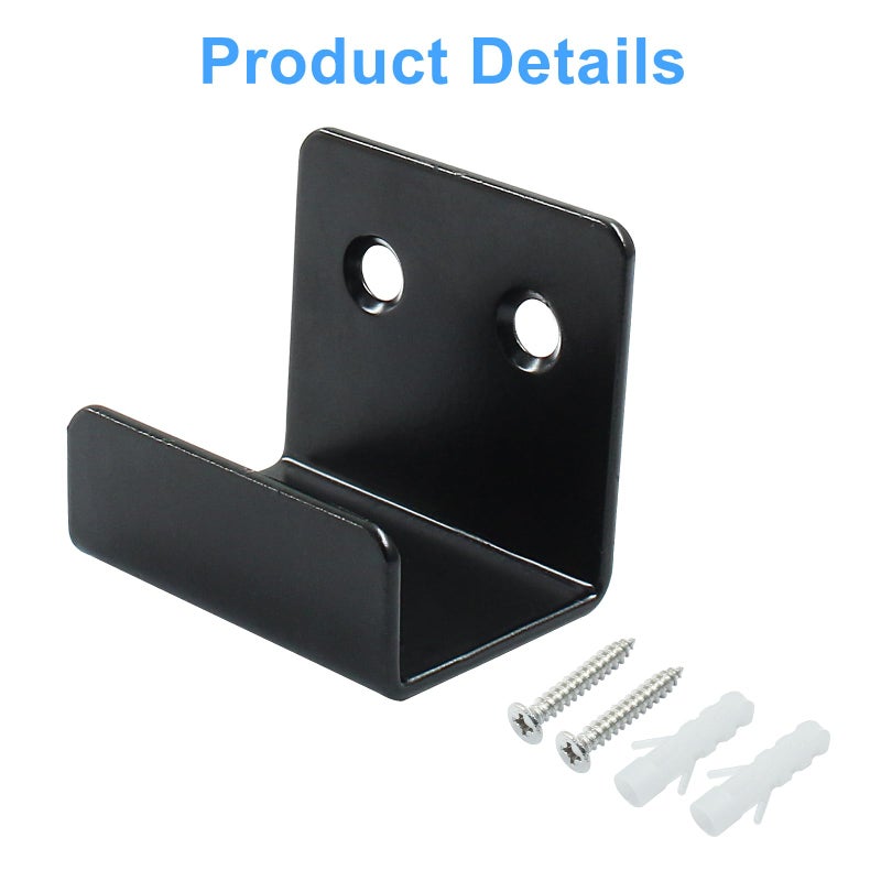Moicstiy 6 Pack Wall Hanger Fastener, Stainless Steel Wall Mount Brackets Hook with 25 mm Inner Width Heavy Duty Tile Hangers for Ceramic Display (Black) - Image 4