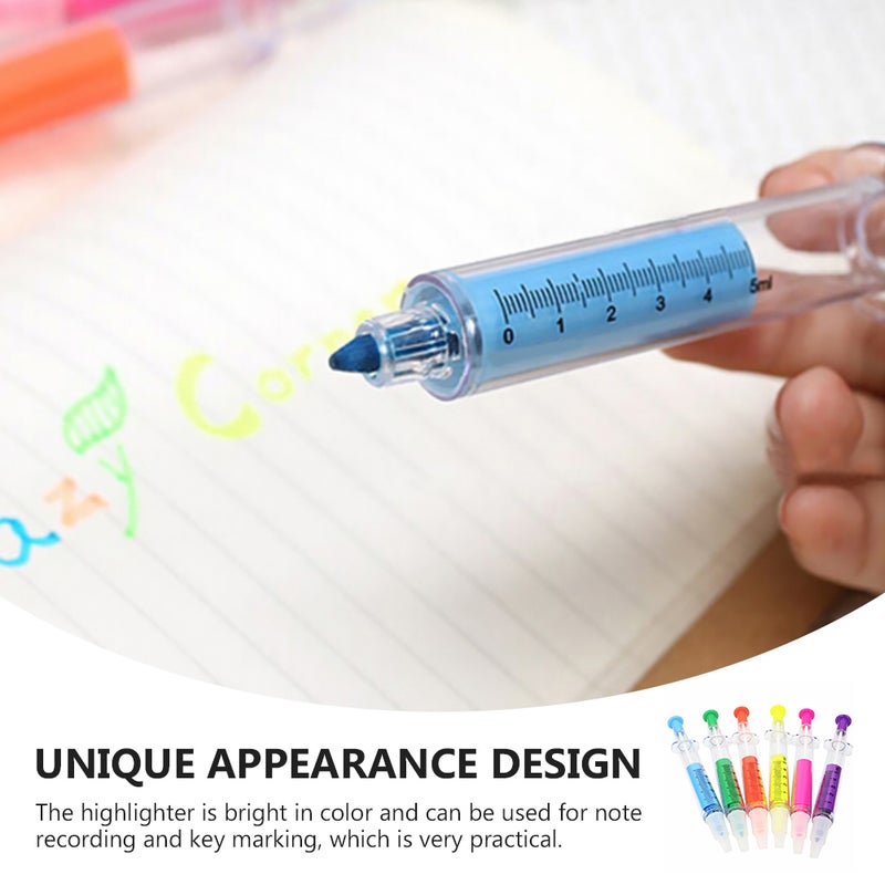 6pcs Practical Marker Pen Funny Syringe-shaped Highlighter Pen for Student - Image 3