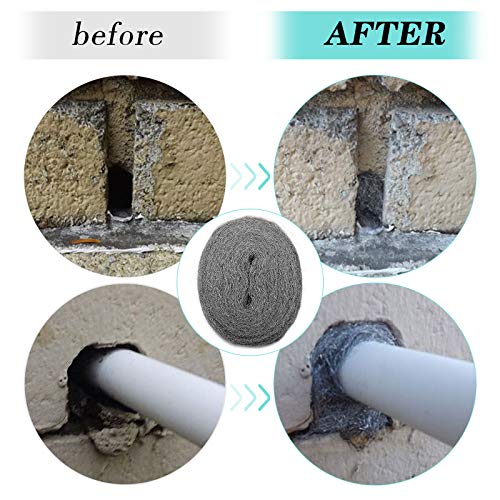 Papillon 60FT Steel Wool Fill Fabric Roll, Coarse Wire Wool Hardware Cloth DIY Kit, Gap Blocker to Keep Annoying Animals Away from Holes/Wall Cracks/Siding/Pipeline/Vents in Workshop/House/Garage - Image 5