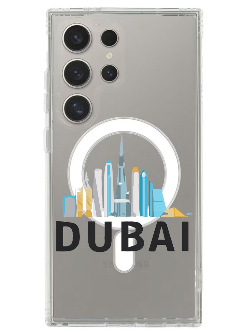 Theodor Magnetic Case for Samsung Galaxy S24 Ultra 6.8-inch Compatible with MagSafe Wireless Charging, Shockproof Phone Bumper Cover Dubai Black - Image 1