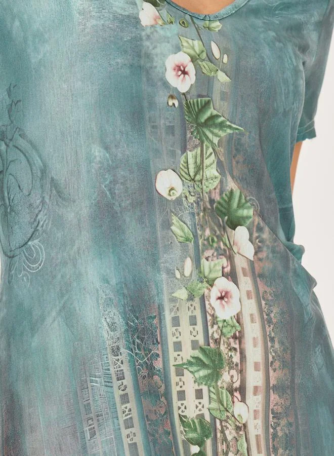 Styli Styli Allover Print Short Sleeve Maxi Dress