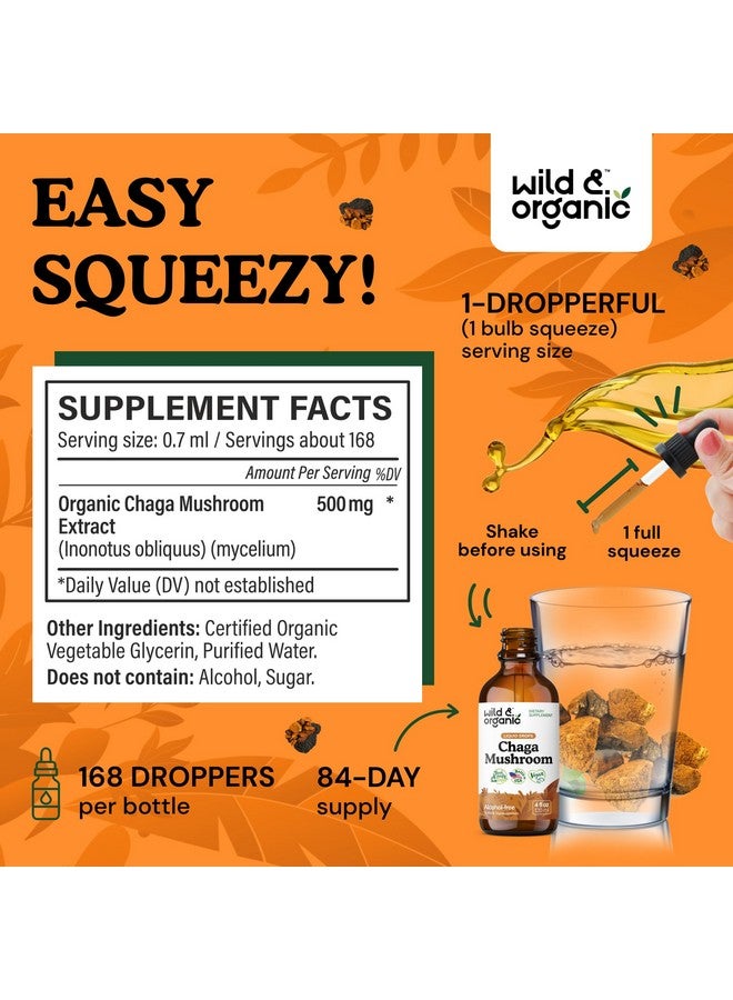 Wild & Organic Chaga Mushroom Drops - Immune Support with Chaga Extract - Liquid Mushroom Supplement for Immunity - Vegan, Sugar & Alcohol-Free Tincture - 4 fl oz - Image 3