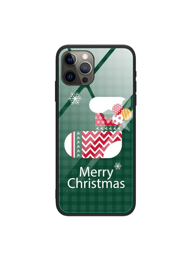 Case Cover For iPhone 12 / 12 Pro Christmas Glass Phone Case Christmas Socks 