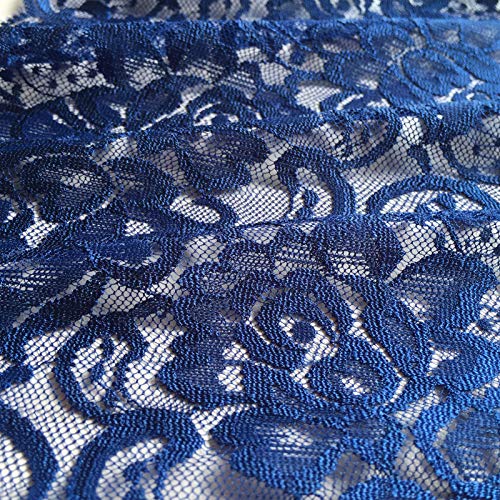LUMKET 6 Inches Wide Stretchy Lace Ribbon Elastic Trim Fabric with Floral Pattern for Bridal Wedding Decorations , Sewing DIY Making and DIY Crafts-5 Yards (910 Navy Blue) - Image 4