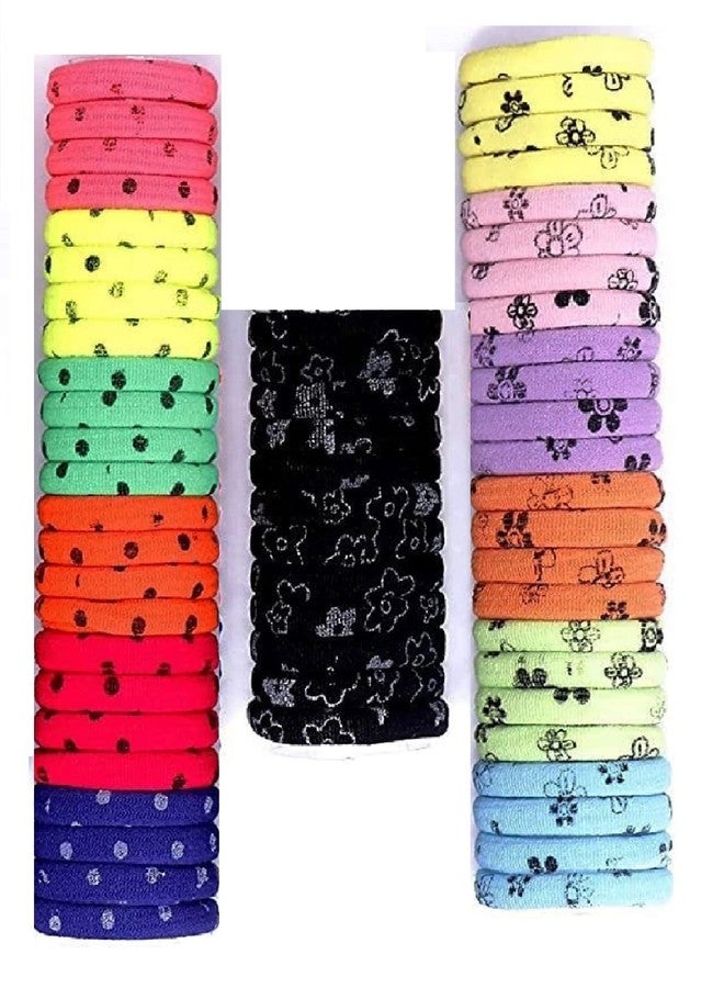 DIAN Assorted Pack of 60 Print Multicolor Hair Rubber Bands, Ponytail Holders, Hair Tie, Hair Bow, Hair Accessories for Women, Teens and Girl - Image 1