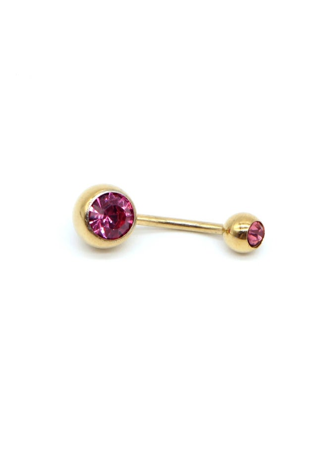 Generic Pink Zirconic Stainless Steel Golden Belly Piercing  - Image 2