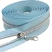 YaHoGa 5 Silver Metallic Nylon Coil Zippers by The Yard Bulk SkyBlue Tape 10 Yards with 25pcs Pulls for DIY Sewing Tailor Craft Bag SkyBlue - Image 2