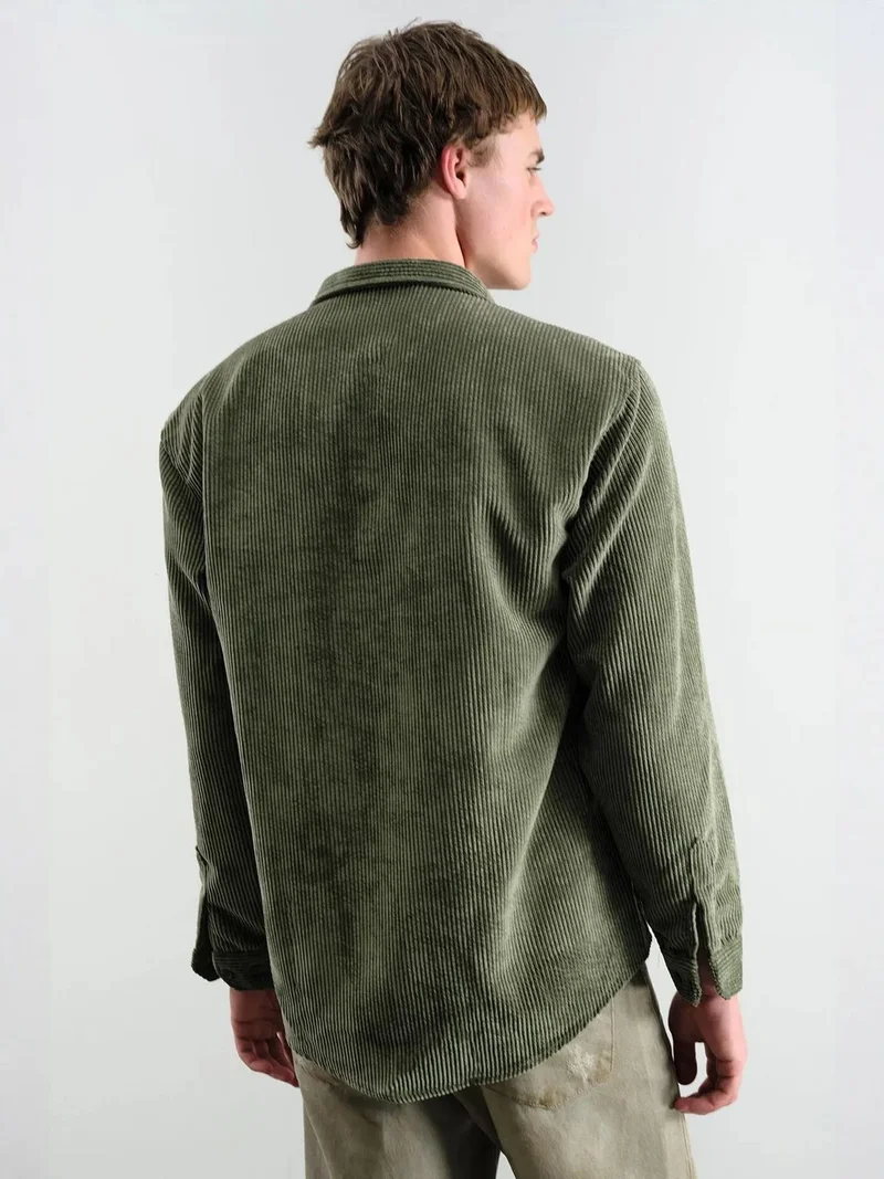 Giesto Khaki Green Cămașă oversized din catifea GIESTO for Men | Best Price UAE