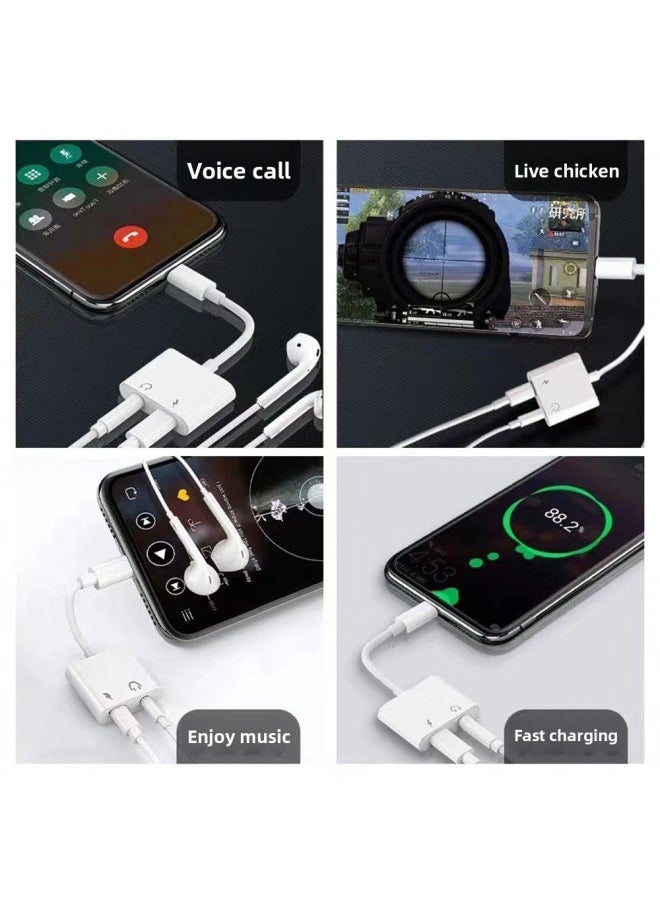 Generic - The Two-in-one Headset Adapter Is Suitable For Apple Android Mobile Phone Type-c To 3.5mm Digital Audio Live Broadcast Head-Interface Form:[Apple] [2 In 1] 3.5 + Lightning (Charging/Listening To Songs) - Image 1
