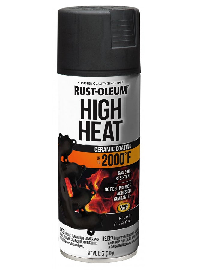 RUST-OLEUM Rust-Oleum 248903 12-Ounce 2000 Degree, Flat Black Automotive High Heat Spray Paint, 12 Ounce (Pack of 1)  - Image 1