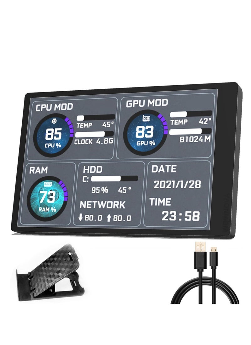 English Version Computer Temp Monitor, Pc Temperature Display, PC Sensor Panel for PC ARGB Computer Case, IPS USB Mini Secondary Screen, PC CPU RAM HDD Data Monitor - Image 1
