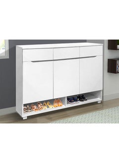 DANUBE HOME Hornbill Shoe Rack Cabinet 16 Pairs 3 Door Shoe Storage Organizer For Entryway White/Oak 120x40x90 cm  - Image 1