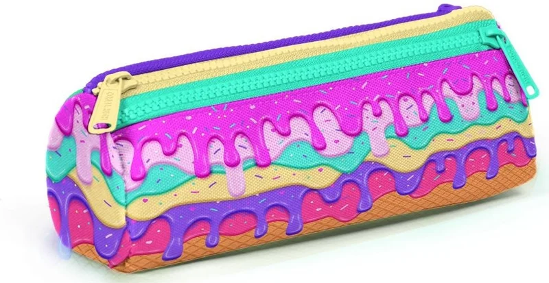 CORAL HIGH Kids Pink Colorful Ice Cream Patterned Three Compartment Pencil Bag
