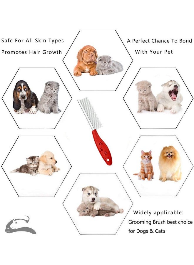أمشاط العناية بالحيوانات الأليفة ذات الأسنان المستديرة المصنوعة من الفولاذ المقاوم للصدأ من جانب واحد مثالية للعناية بالكلاب والقطط الصغيرة والكبيرة (قد يختلف اللون، عبوة من قطعة واحدة) - Image 2