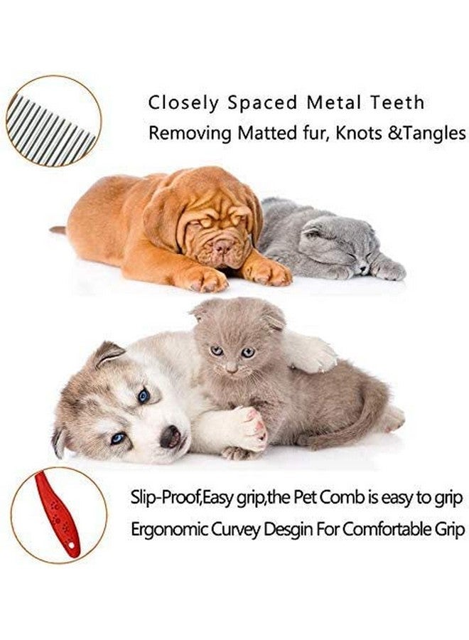 أمشاط العناية بالحيوانات الأليفة ذات الأسنان المستديرة المصنوعة من الفولاذ المقاوم للصدأ من جانب واحد مثالية للعناية بالكلاب والقطط الصغيرة والكبيرة (قد يختلف اللون، عبوة من قطعة واحدة) - Image 3