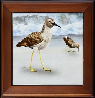 3DROSE 3dRose ft_50431_1 Least Sandpiper Birds on a Beach Framed Tile, 8 by 8-Inch  - Image 1
