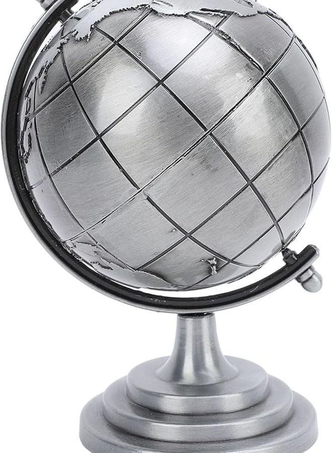 كرة العالم من سبيكة رمادية قابلة للدوران 360 درجة، زينة مكتبية تعليمية عصرية لمكتب المنزل أو المكتب - Image 1