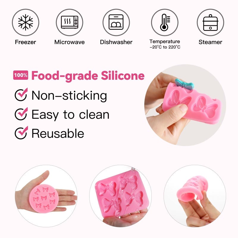 Roxjaejae 3 Pcs Bow Silicone Mold Fondant Bow Mold Chocolate Candy Cake Pop Molds Bow Molds for Cake Decorating, DIY Desserts, Fondant,Clay - Image 3